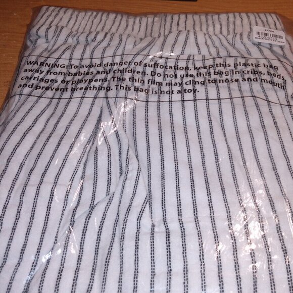 CATO Plus Size 22/24 Contrast Stripe Linen Pants Blk & White - Picture 1 of 3